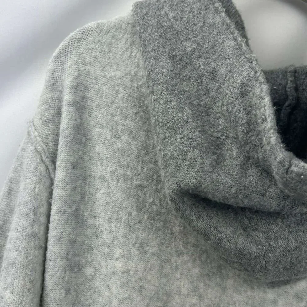 Free People Women's Medium Wool Blend Significant Other Hooded Sweater Gray/Tan - Picture 13 of 16